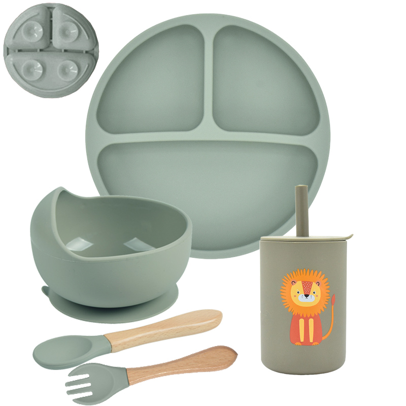 Baby Food Menu - 5P Baby Silicone Tableware Set Lid